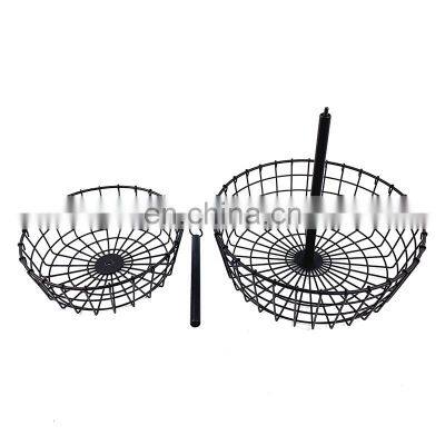 China Factory Creative Countertop Kitchen Storage 2 Tier Hanging Metal Iron Wire Fruit Bowl Basket photo-4