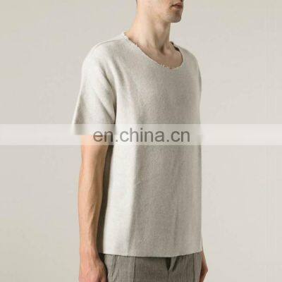 Men's Cashmere/silk Blended Sweater With Short Sleeves