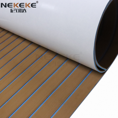 NEKEKE 120*240*0.6cm Light Brown + Blue Lines Boat Yacht Marine EVA Deck Foam Sheet photo-2