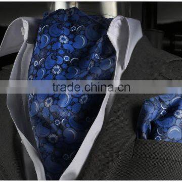 Blue Pairsley Cravat, Brown scarf, with Pocket Square