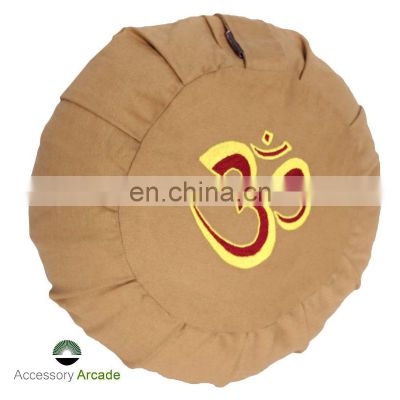 Meditation dyed cotton canvas fabric Buckwheat hull Filled pleated Zafu cushion Indian manufacturer