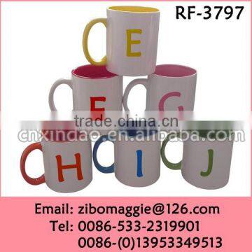 Custom Letter Print Promotional Ceramic Cake Cup 11oz with Wholesale Price