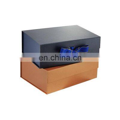 Custom printed logo luxury custom color clothing packaging gift box with ribbon