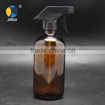 500ml amber glass boston round bottle with trigger