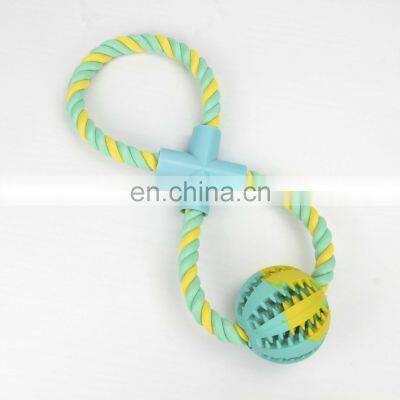 New Dog Toy Cotton rope with Rubber Bite ball Molar Tooth Clean Mouth Toys Dog teeth grinding cleaning rubber ball pet toys