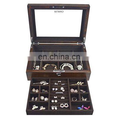 Solid Wood Baking Lacquer Bracelet Ring Jewelry Wooden Ornament Box Storage