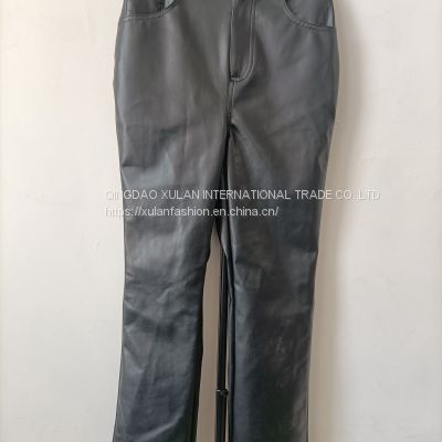 Spring/Autumn women's eco leather slim pants