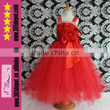 Red Christmas Rosette Top With Big Bow Girl Tutu Dress Wholesale