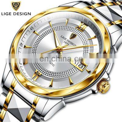 Lige 6809 High Quality Mechancial Wrist Watches Luxury Stainless Steel  Mens Watch Automatic