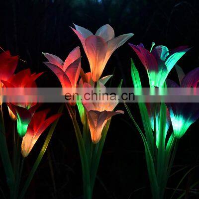 Garden 7-Color Changing Lily Flowers Garden Lights Outdoor LED Light Decorative Stake Solar Lawn Lights