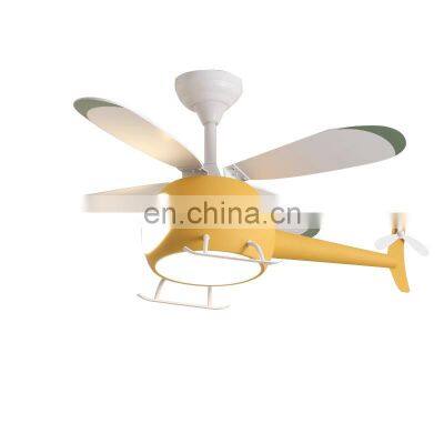 New Model Helicopter Aircraft LED Ceiling Fan Light With Remote Control for Kids Bedroom Pendant Light