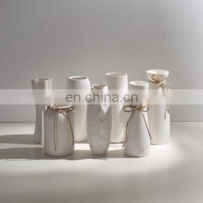 Matt White Color Nordic INS Style Spiral Figurines Frosted Design Model Home Flowers Decorative Hemp Ornament Ceramic Vase
