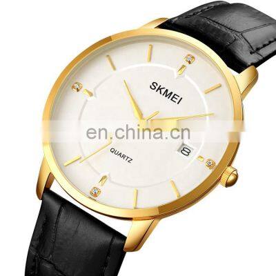 Custom Logo SKMEI 1801 High Quality Stainless Steel New Janpan Movement Genuine Leather Quartz Watch