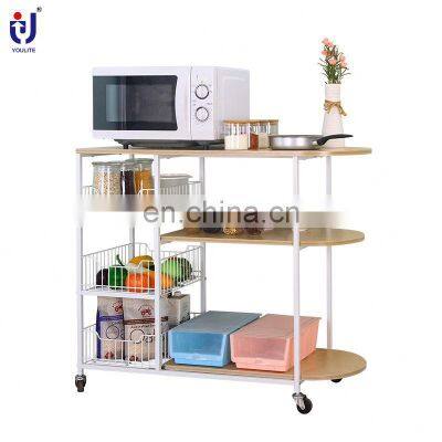 New Pan Rack Kitchen Trolley Bamboe Gold