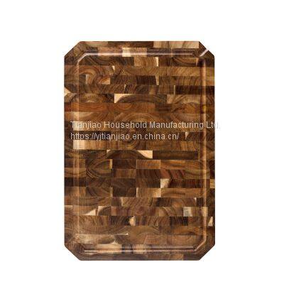 End Grain Food Meat Fruits Acacia Wooden Chopping Boards with Juice Groove Cutting Board