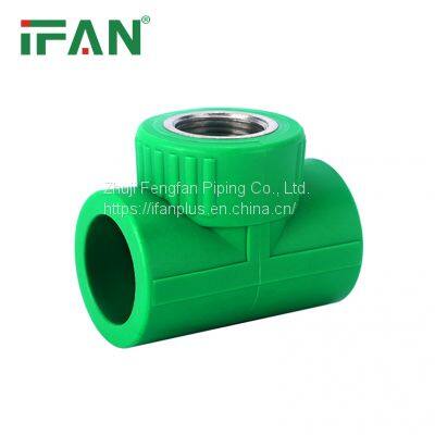 IFAN Manufacturer Polypropylene Material PPR Tee CW57-3 Brass Female Thread Fitting