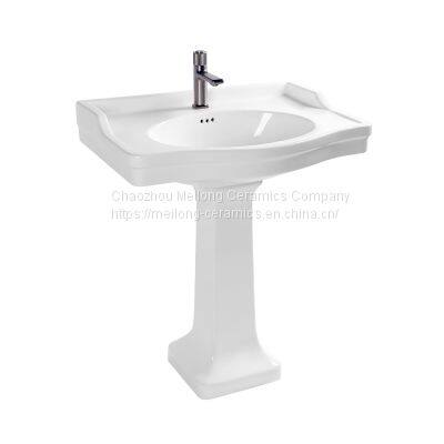 CUPC Bathroom 30 Inches 77cm Rectangle Ceramic Pedestal Sink With Backsplash