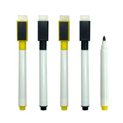 Supplier Custom colored Fine point Bullet Tip Dry Erase Whiteboard Marker Pen With Magnetic Eraser For School Office