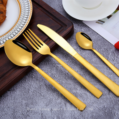 Bulk Gold Flatware Reusable Stainless Steel Spoon Fork Knife Customized Cutlery Set