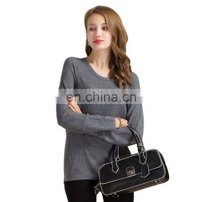 High Quality 100% Cashmere Women's Sweater Comfortable Knitted Casual Style with Crew Neck Solid Pattern for Winter