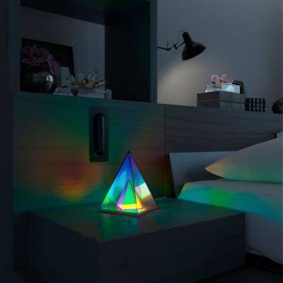 Nordic Led Magic Box Computer Background Colorful Muse Cube Lamp Decorative Acrylic Night Light Pyramid Triangle Table Lamps photo-3