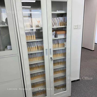 Hengna 2-Door Steel Filing Cabinet – Lockable Office Organizer With Adjustable Shelves (White/Grey)