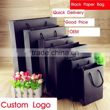 Black kraft paper bag/shopping bag with logo