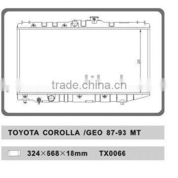 auto radiator for TOYOTA COROLLA/GEO 87-93 MT