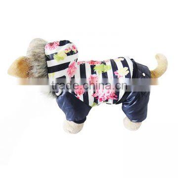 Luxury Fur Flower Cotton Royal Blue Dog Clothes photo-2