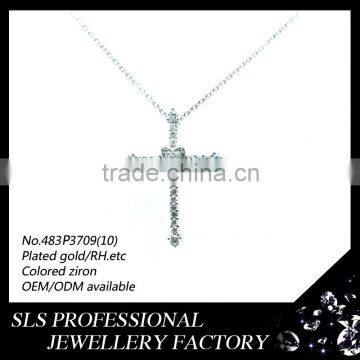 micro pave setting 925 sterling silver jewelry cross pendant necklaces jewelry fashion