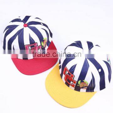 Spring Summer Hot Selling Letter Embroidery 6 Panel Striped Kids Sun Hat