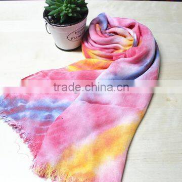 Fashionable polyester cotton ties dye long scarf