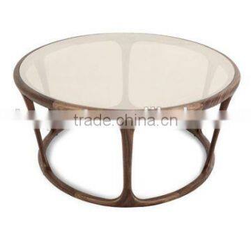Modern Living Room Furniture Round Coffee Tables Wood Frame Glass Coffee Tables photo-3