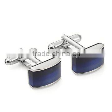 Stunning Blue Shades Silver Stainless Steel Men's Cufflinks