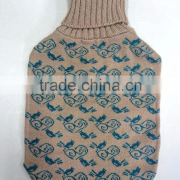 2015 new design embroidery knitted hot water bag cover