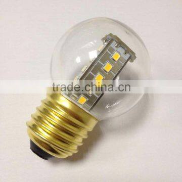new arrival energy saving high lumen LED light source SMD LED bulb G45 1.5W E27 brass base PC cover