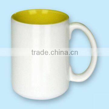 15 oz Two Tone Mug - Inner Yellow / Photo Mug / Sublimation Coated Mug