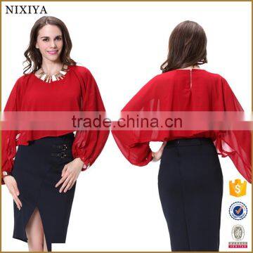 2015 New Custom Office Fashion Loose Plain Crop Tops Wholesale Women Top