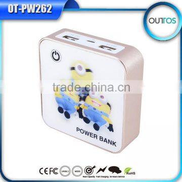 Hot sale 6600mah emergency power supply minion power bank for smartphones