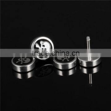Men Collection Trend Round Screw Stainless Steel Skull Earrings photo-3