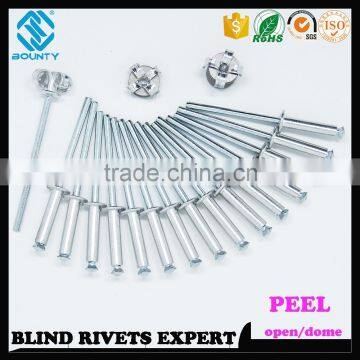 HOT SELLING OPEN END FACTORY RECESSED CROWN ALUMINUM STEEL BLIND PEEL RIVETS