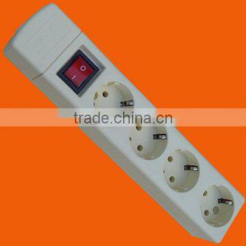 European style 4 way extension power socket with earth with switch (E9004ES)