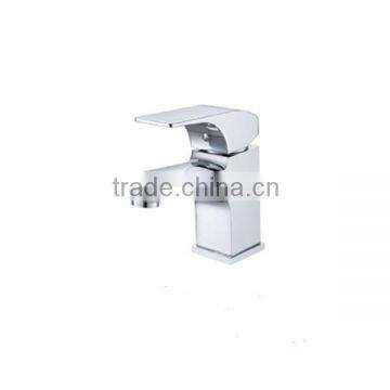 Polished single lever wash basin mixer