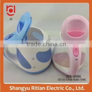 Fast heating mini plastic cordless electric kettle