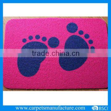 Anti-slip customs foot print rug for entrance door pvc door mat