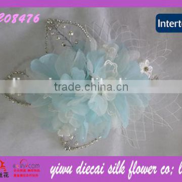 Handmade Rhinestone and Bead Decorated Bridal Flower