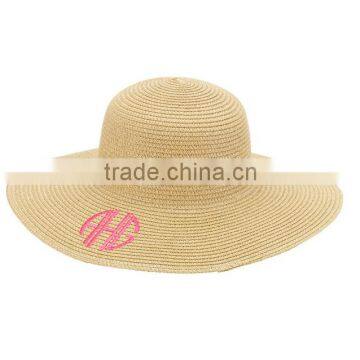 Wholesale Natural Color Monogrammed Beach Floppy Straw Hat