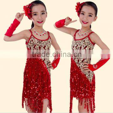 2016 High Quality Sexy Latin Dance Dress Children Dancing Performance Costumes for Firls