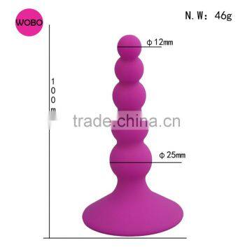 Silicone anal beeds plug with sucker sex toys F019