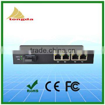 1 Fiber to 4 UTP Unmanaged RJ45 10/100/1000Mbps Fiber Switch Megabit Ethernet Fiber Switch